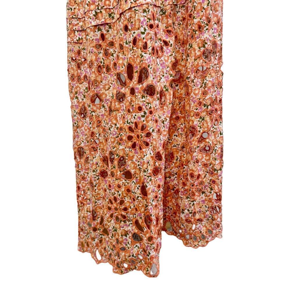 ANTHROPOLOGIE Babydoll Sweetheart Maxi Dress Floral Eyelet Cut Out Hem Sz XL NEW - Picture 7 of 12